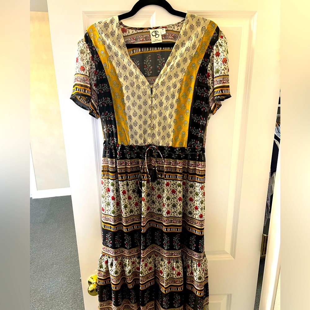 Boho print midi dress